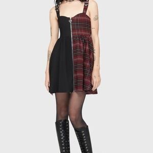 Killstar Tartan Marie Zip red black dress size XS NWT goth punk grunge valentine